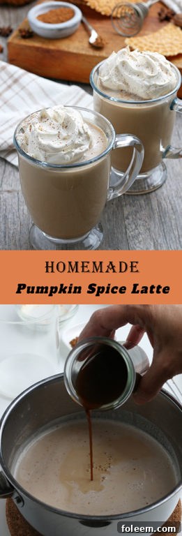 Homemade Pumpkin Spice Latte recipe: a coffee drink made with a mix of traditional autumn spices. The combination of coffee with cinnamon is an excellent cool-weather drink for the season!