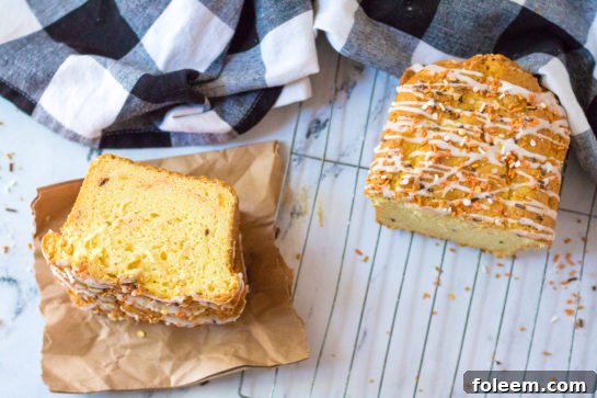 Super moist Fall Confetti Sweet Bread, an easy breakfast or dessert bread that requires no mixer, just a bowl, spatula, and loaf pan.