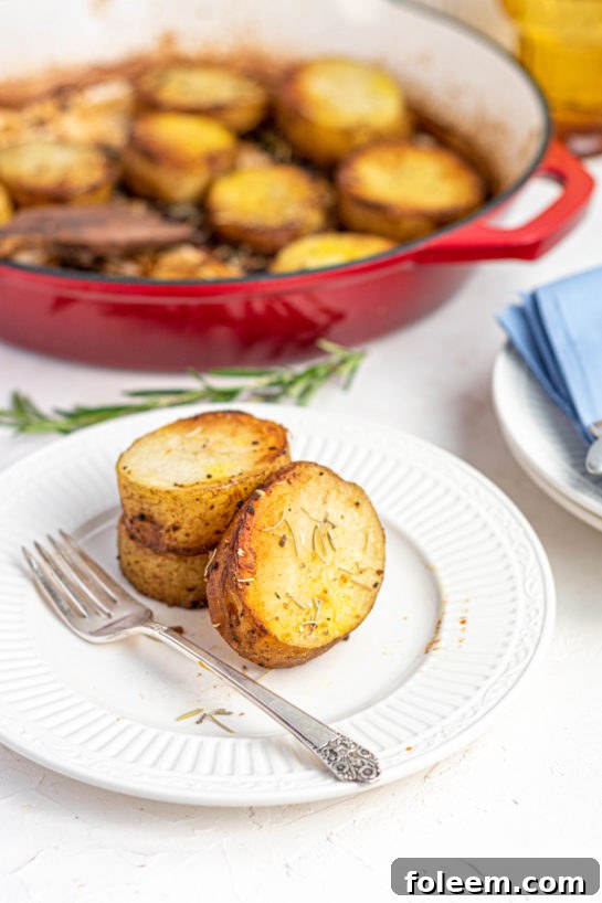 Golden-brown melting potatoes, crispy on the outside and creamy inside, served as a perfect holiday side dish