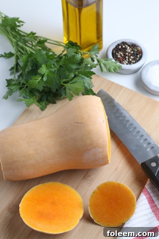 Ingredients needed to make the roasted butternut squash recipe