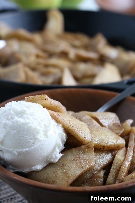 Detailed close-up of the caramelized texture of easy fried apples, showcasing their rich color and inviting glaze.