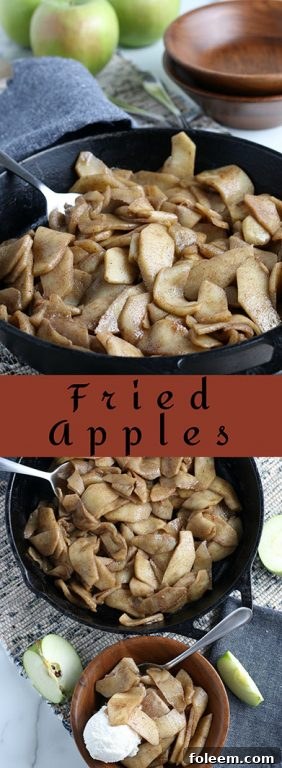 A final beautifully arranged shot of easy fried apples in a serving bowl, ready to be enjoyed.
