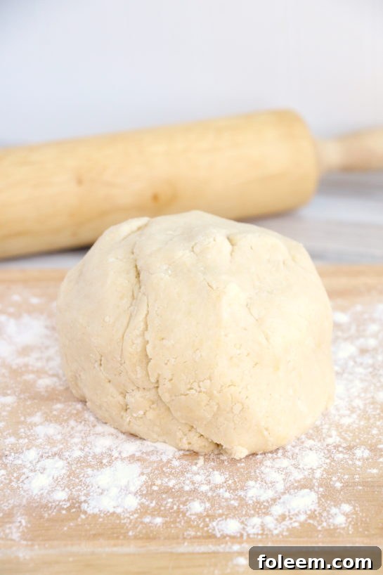 Hand-forming the soft dough into a ball, preparing it for rolling to make Christmas Sugar Cookie Bites.