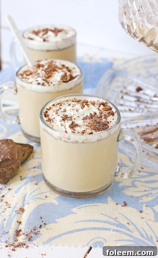 Elegant coffee punch in a punch bowl, perfect for holiday gatherings.