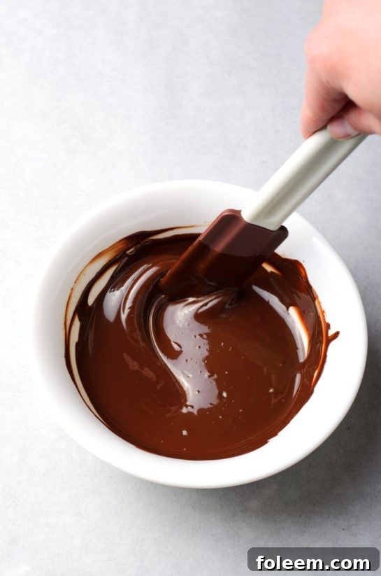 Melting dark chocolate for crinkle cookie dough