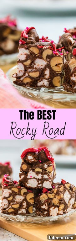 The Best Valentine's Day Rocky Road recipe is an easy, no-bake 5 ingredient Valentine's Day dessert idea. It has ingredients you have in your pantry!