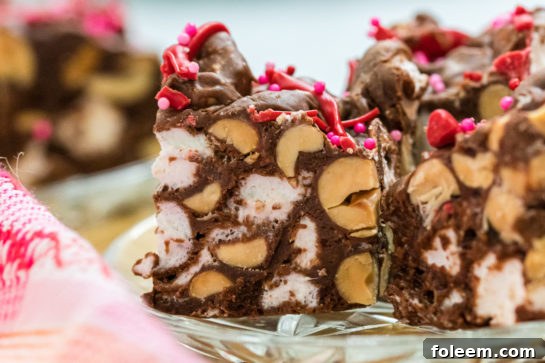 Best Valentine's Day Rocky Road recipe is a simple, no-bake 5 ingredient dessert and requires mostly ingredients you have in your pantry! It doesn’t get any easier than this.