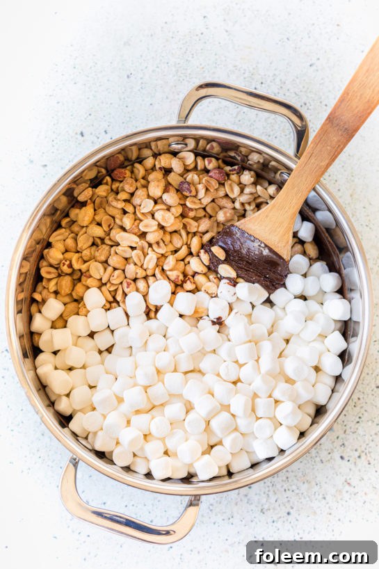 Mixing in the marshmallows to make the Valentine's Day Best Rocky Road recipe