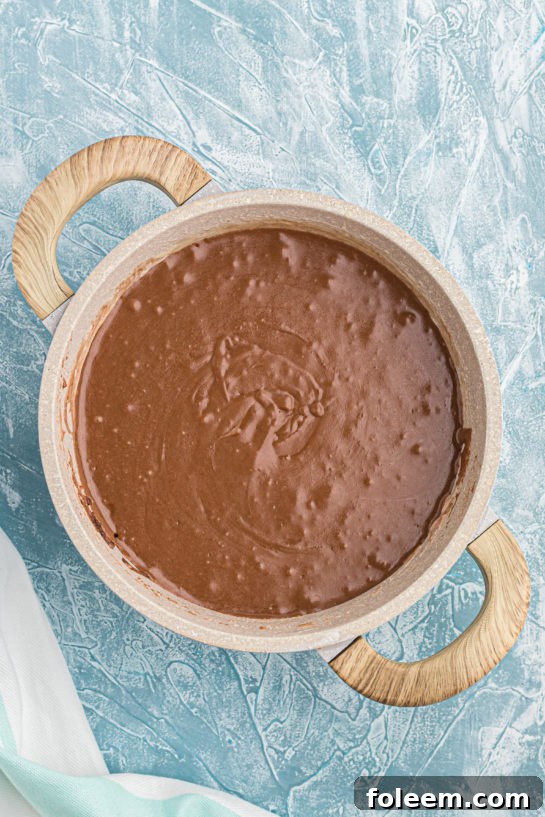 Melting chocolate for the rich Andes Mint Chocolate fudge.