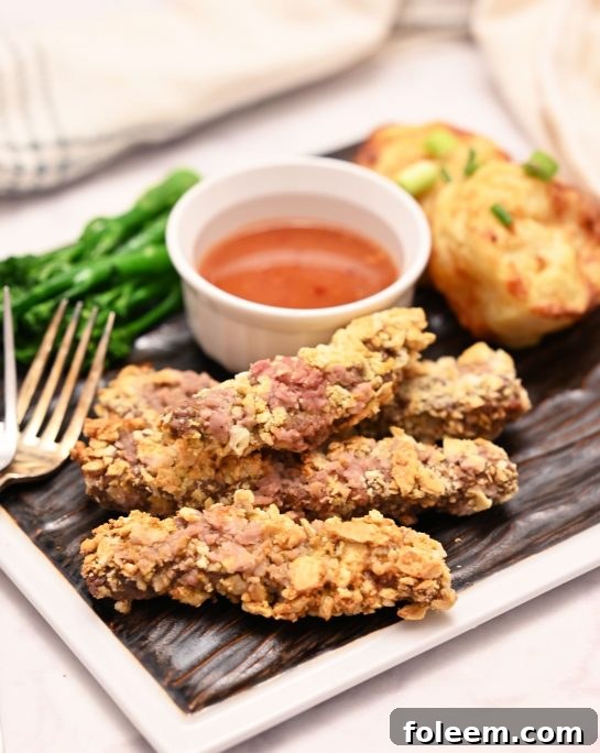 Simple recipe for golden and crispy deep-fried finger steaks, highlighting the perfect balance of crispy exterior and tender beef, served with dipping sauce.
