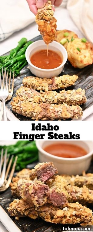 Golden and crispy deep-fried Idaho finger steaks, a beef alternative to chicken fingers, perfect with Country Sweet Sauce or other dips.