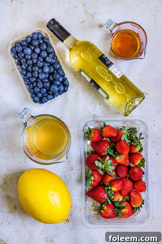 Ingredients needed to make my Patriotic Sangria Recipe