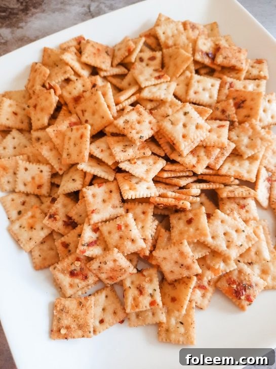 An overhead shot of Spicy Alabama Fire Crackers spread on a tray, showing the rich seasoning.