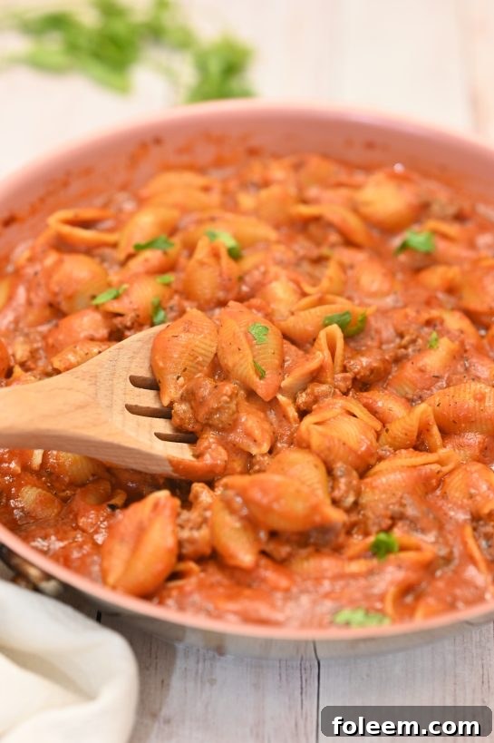 Creamy Beef and Shells is the ultimate creamy pasta recipe! It is incredibly rich, filling, and screams comfort food!