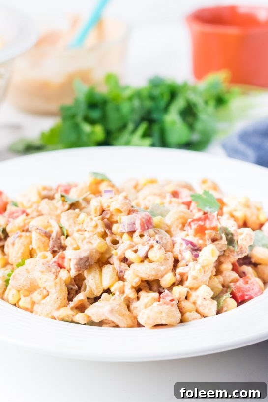 Light and healthy Mexican Street Corn Pasta Salad, a delicious dish with a Mexican twist.