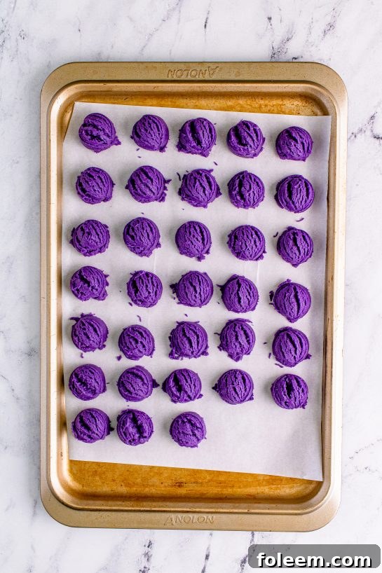 Cookie dough balls ready for chilling before baking the Witch Hat Cookies.