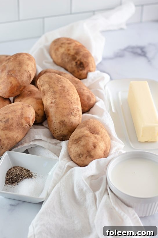 Ingredients for making Amish mashed potatoes