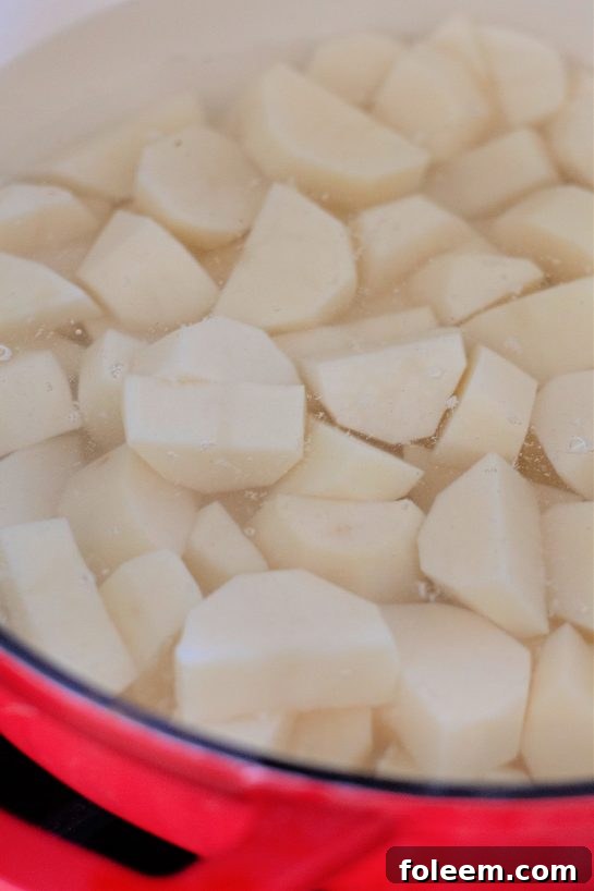 Boiling potatoes for the Amish mashed potatoes recipe