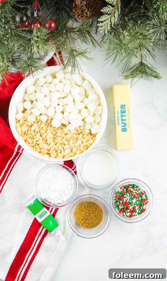 Gathering ingredients for the Rice Krispies Treats Wreath Cake recipe