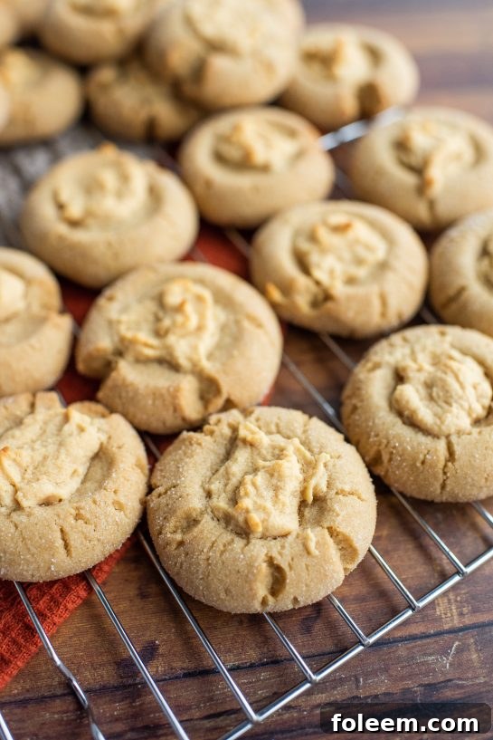 The Peanut Butter Thumbprint Cookies recipe ready to be drizzled with chocolate