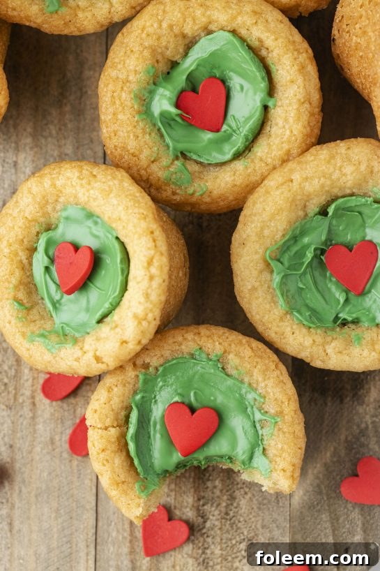 Grinch Cookie Cup Bites from Dr. Seuss's How the Grinch Stole Christmas book/movie.