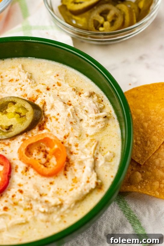 Crock Pot Green Chili Chicken Enchilada Soup recipe is a fiesta of flavors full of chunks of juicy chicken, green enchilada sauce, salsa verde, for a complete satisfying and comforting bowl of soup!