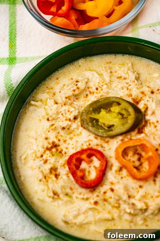 Crock Pot Green Chili Chicken Enchilada Soup recipe is a fiesta of flavors full of chunks of shredded chicken, green enchilada sauce, salsa verde, for a complete satisfying and comforting bowl of soup for winter!