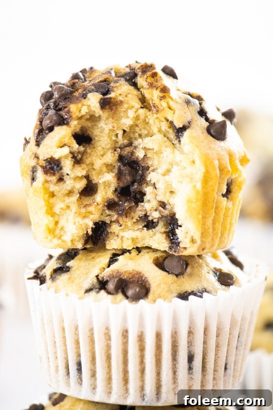 Freshly baked banana chocolate chip muffins with a golden-brown top, cooling on a wire rack.