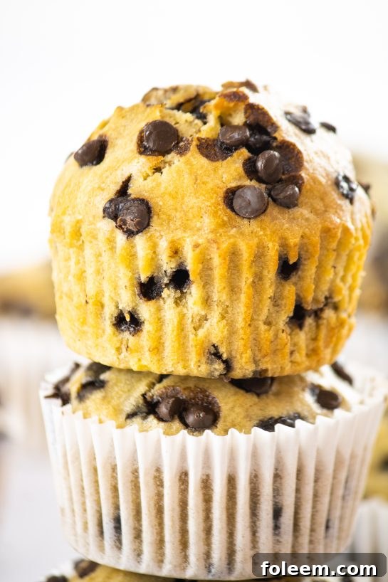 A basket full of homemade banana chocolate chip muffins, perfect for sharing.