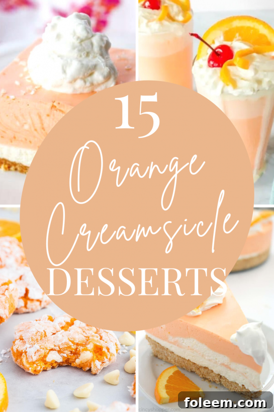 A vibrant collection of orange creamsicle dessert recipes, perfect for summer gatherings, featuring the classic orange and creamy vanilla flavors.