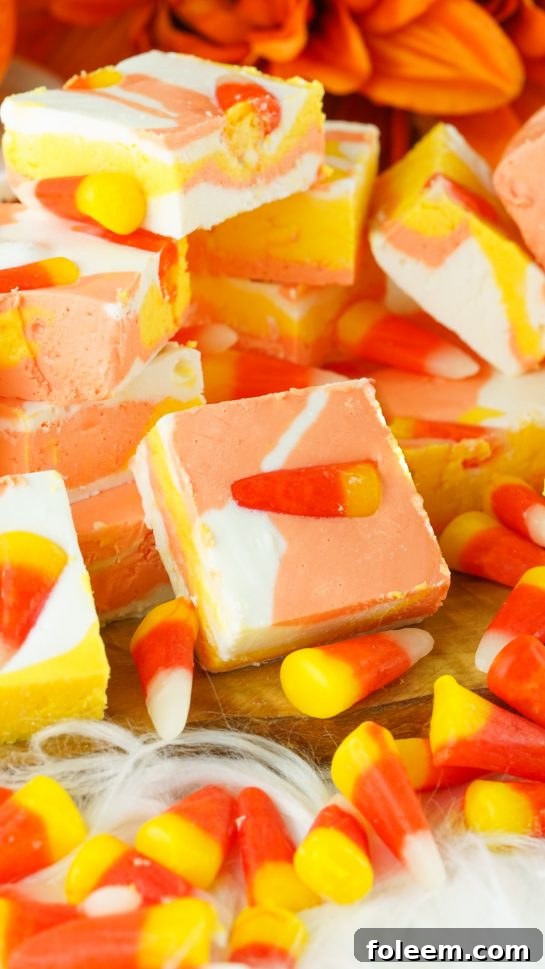 No-Bake Candy Corn Fudge recipe is a delicious and easy Halloween or fall treat for kids and adults. This creamy homemade fudge only needs 4 ingredients and only 15 minutes from start to finish!