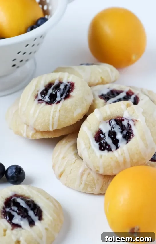 Lemon Blueberry Thumbprint Cookies recipe. Lemon and blueberry make for such a decadent flavor combination for cookies!