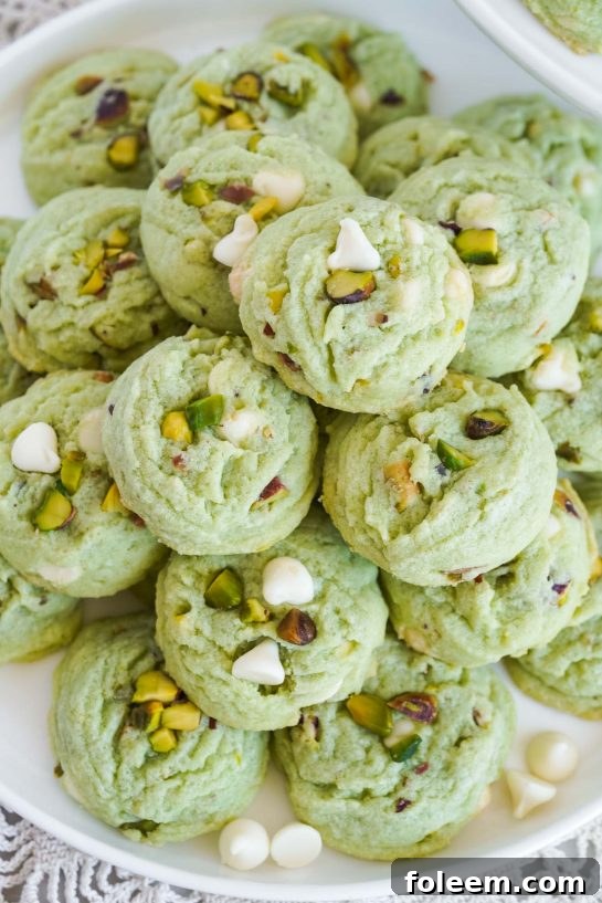 Vibrant and festive Pistachio Pudding Cookies, boasting a unique nutty flavor and soft texture, ideal for holiday celebrations or a unique everyday treat.