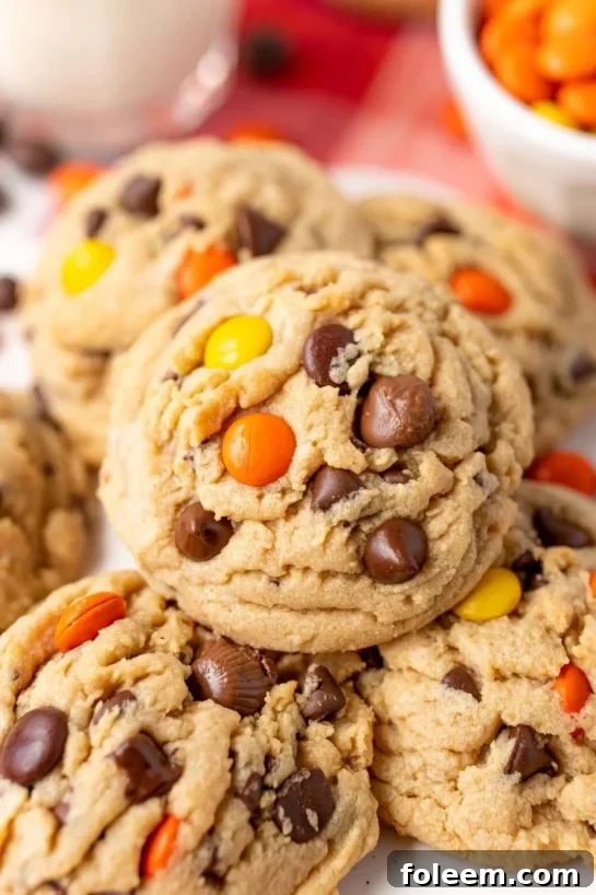 Fun and flavorful Reese’s Pieces Pudding Cookies, featuring the perfect peanut butter kick from candy and a wonderfully soft texture.