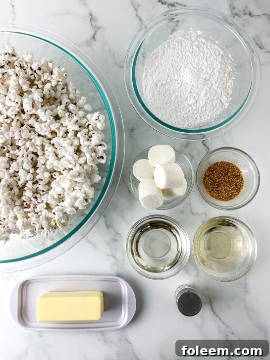 Ingredients needed to make this New Year Champagne Popcorn Balls recipe