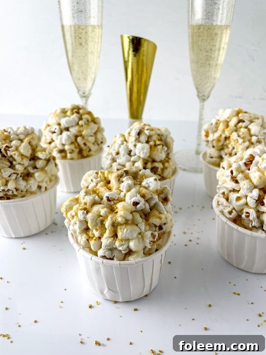 New Year Champagne Popcorn Balls are so sticky, tasty recipe and everyone will love them. They’re the perfect snack recipe for any party, holiday or get together, but especially New Year's Eve or New Year's Day dessert or snack to pass!