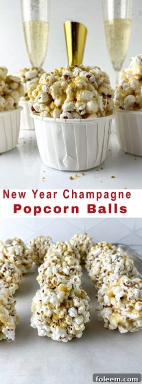 This recipe for New Year Champagne Popcorn Balls is so sticky, tasty, and everyone will love them. They’re the perfect snack recipe for any party, holiday or get together, but especially New Year's Eve dessert to pass!