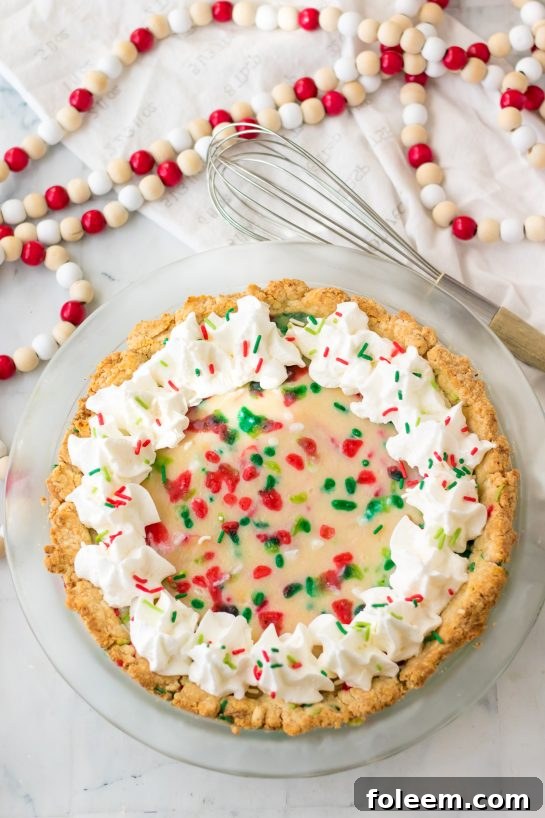 Overhead shot of the Christmas Sugar Cream Pie recipe 
