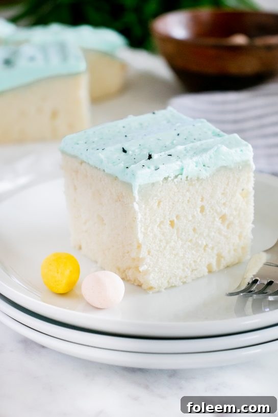 The charming Easter Speckled Egg Snack Cake, a simple and cute dessert for spring celebrations