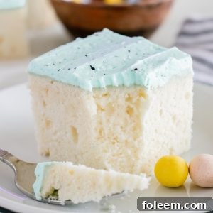 The finished Easter Speckled Egg Snack Cake, a delightful dessert