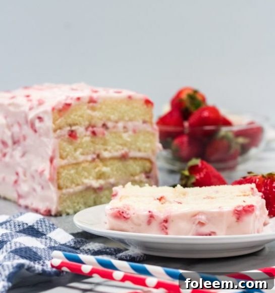 The one thing that sets this Strawberries & Cream Layered Cake recipe apart from other cakes? The egg whites that keep it light and fluffy! This cake combines the rich flavor of a butter cake with the light, yet sturdy texture of a sponge cake.