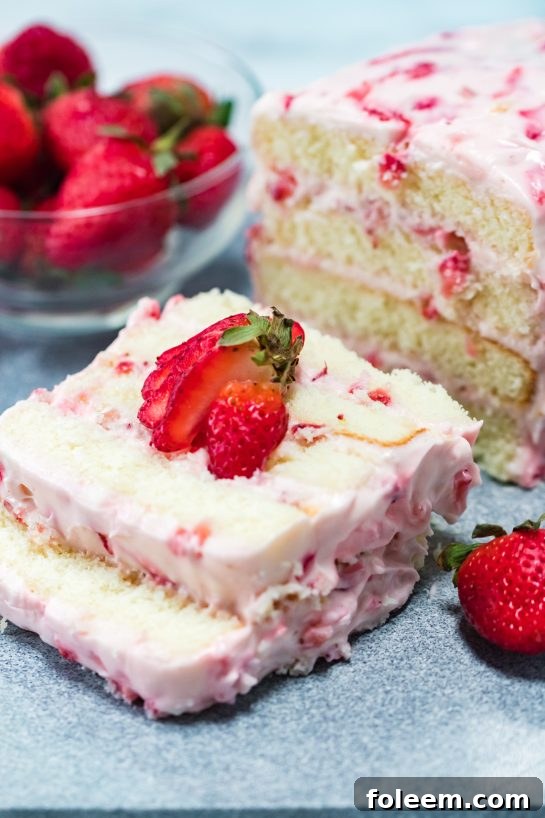 The one thing that sets this Strawberries & Cream Layered Cake recipe apart from other cakes? The egg whites that keep it light and fluffy! This cake is perfect for spring and Easter!
