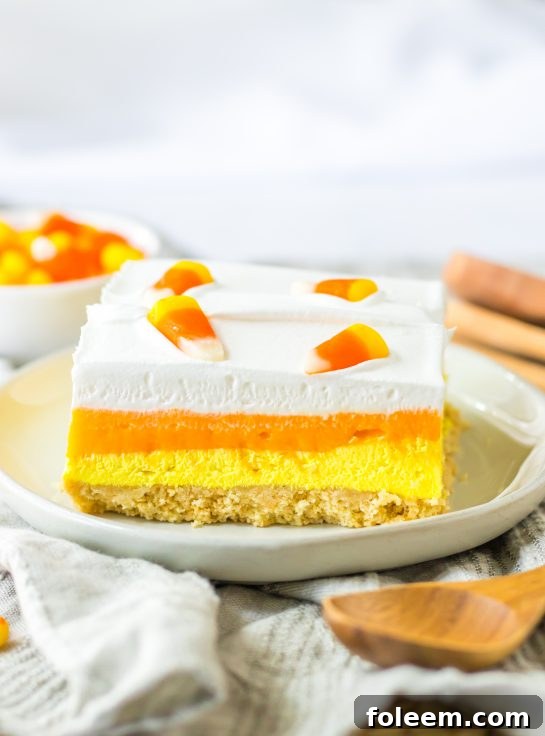 Layers of vanilla cookies, a creamy cheesecake layer and a vanilla pudding layer all colored to look like candy corn. Candy Corn Lush recipe is always a favorite at parties and is a make-ahead fall Halloween dessert that’ll make all ghouls go wild!