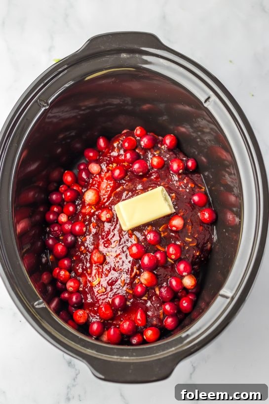 Mixing the ingredients needed to make the Crock Pot Cranberry Roast Beef recipe