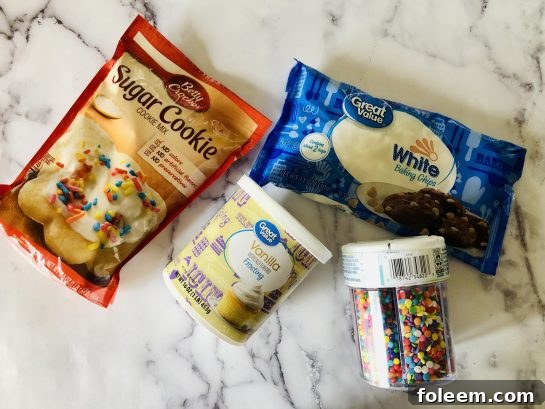 Photograph of the ingredients needed to make sugar Cookie Fudge for Valentine's Day!
