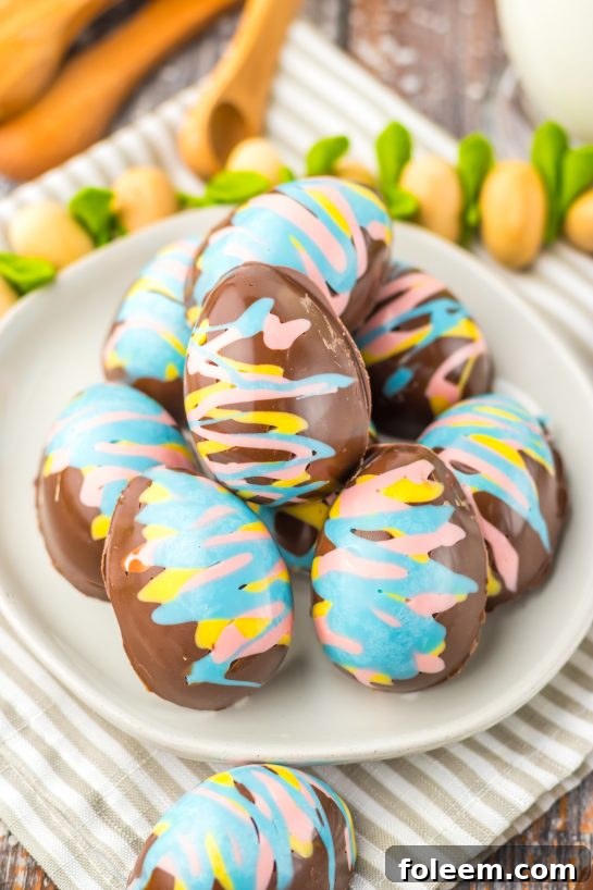 Easy Easter Marshmallow Eggs are the perfect no bake treat for Easter! They are adorable, delicious and a cinch to make! Chocolate Easter Eggs are filled with a fluffy, rich marshmallow filling. Perfect for your Easter dessert table or to fill Easter baskets with.