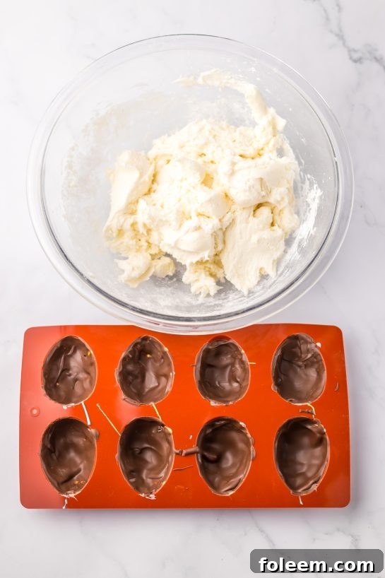 Mixing the ingredients together to make the Easter Marshmallow Eggs recipe