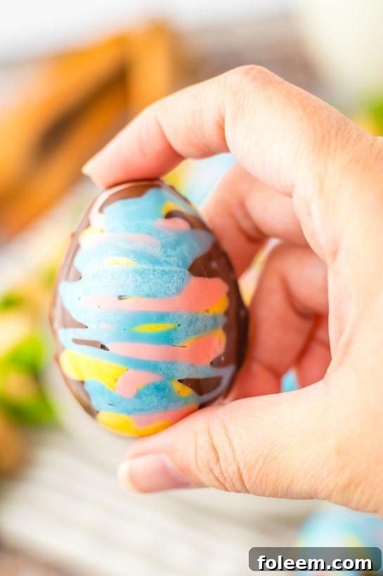 One of the completed Easter Marshmallow Eggs shown up-close