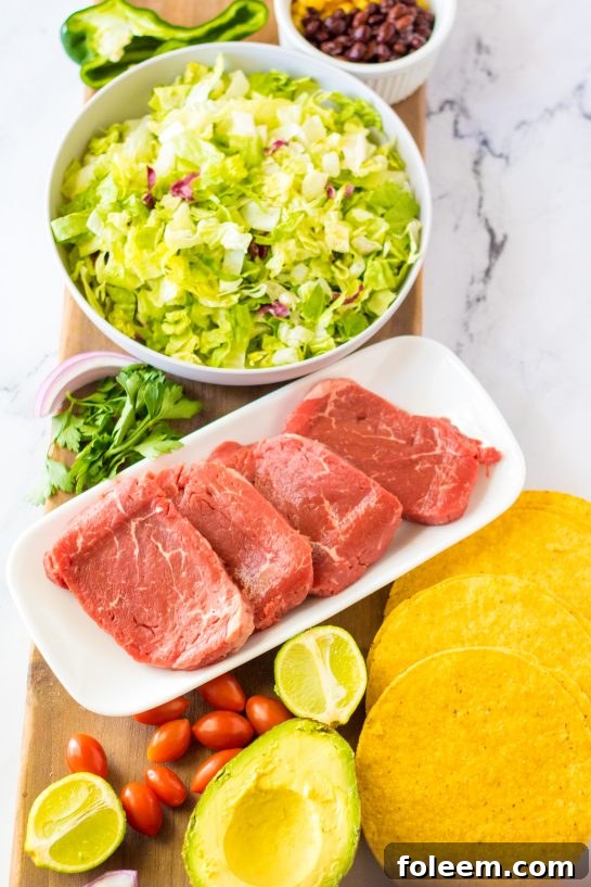 Ingredients needed to make the Steak Tostada Salad recipe