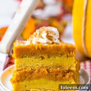 Classic Pumpkin Gooey Butter Cake, ready to be served